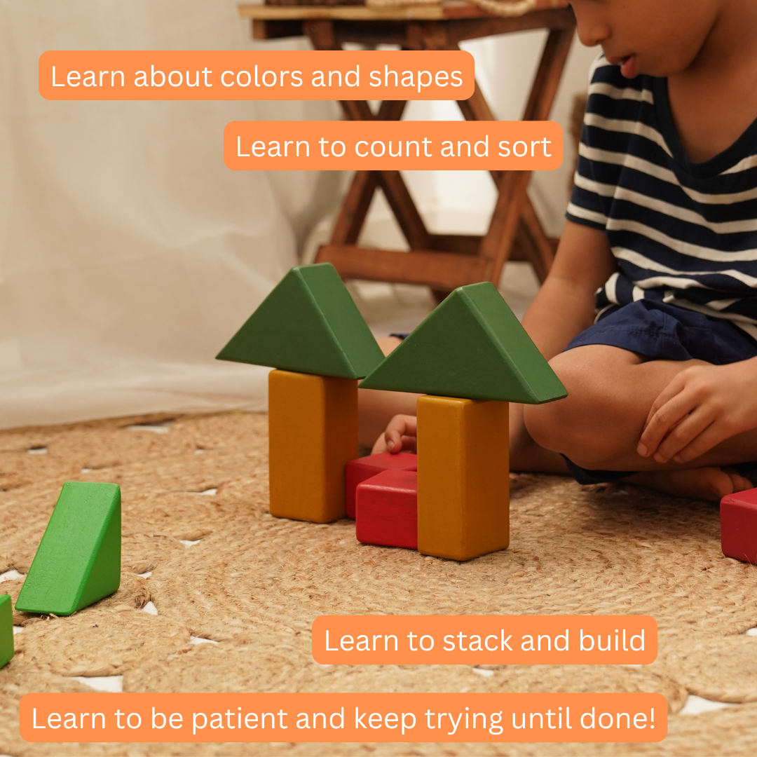 Versatile nature of geometric wooden blocks for open-ended play