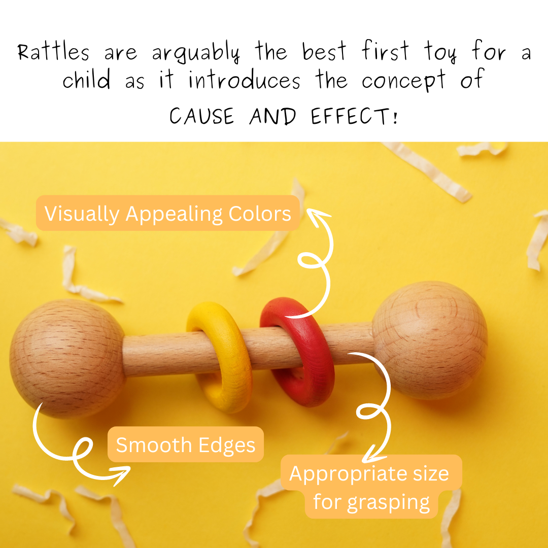 Wooden rattle open-ended play sensory kids babies
