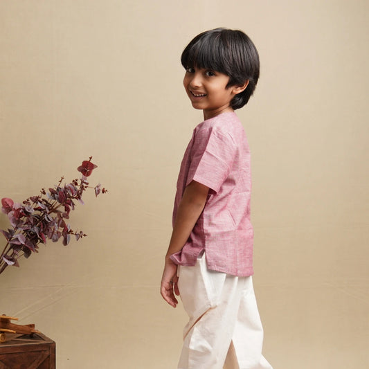 Side view of boys short cotton kurta – comfortable casual ethnic kids clothing