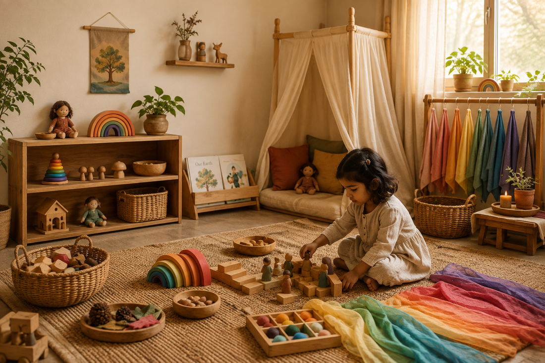 a child playing in a Waldorf Environment