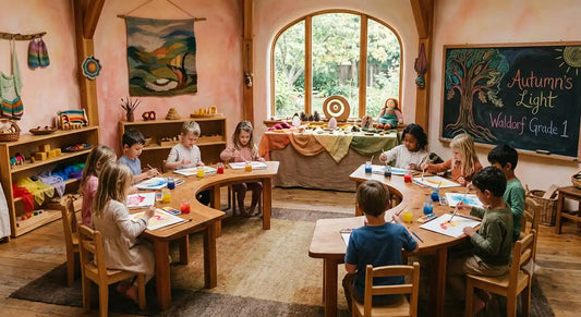 Waldorf Classroom showing children engaged in artwork