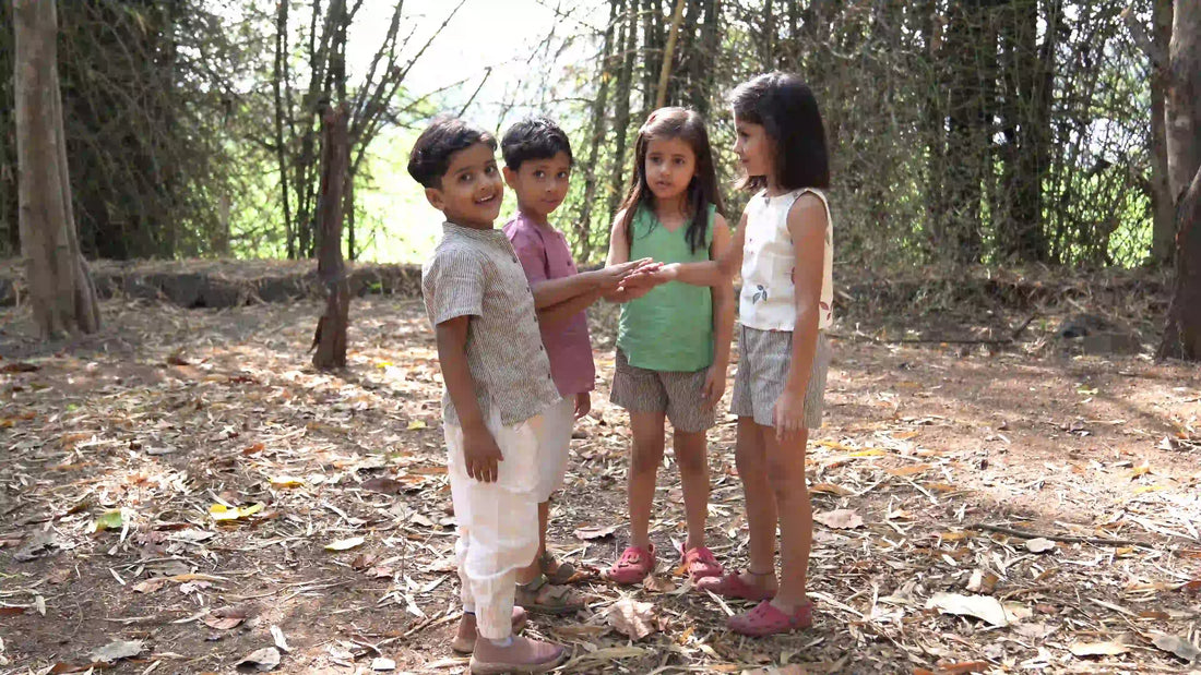 Children playing outside in the garden