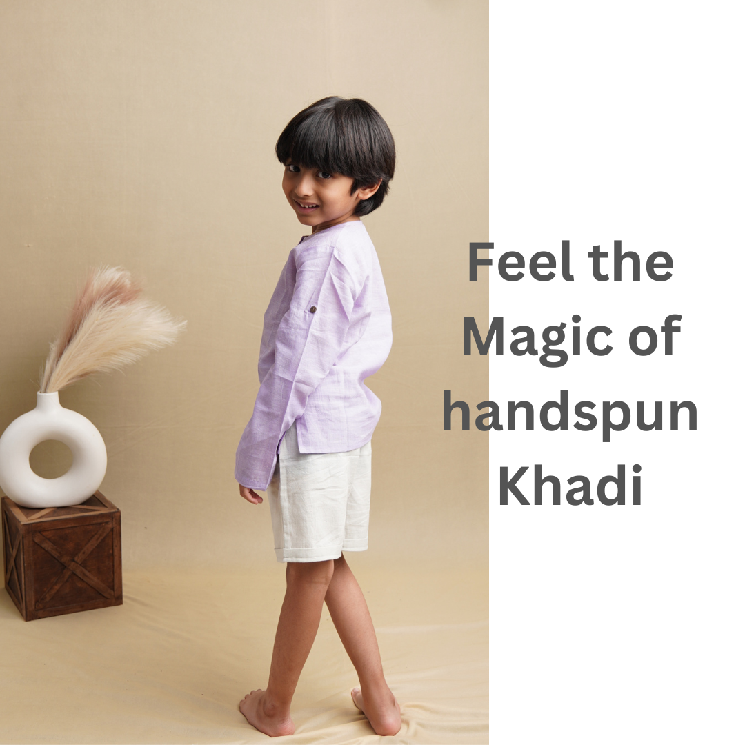 Boy wearing Khadi shirt and shorts