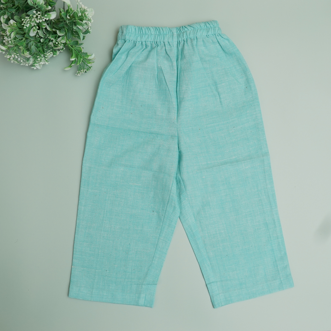 Boys' Khadi Trousers in Teal Blue