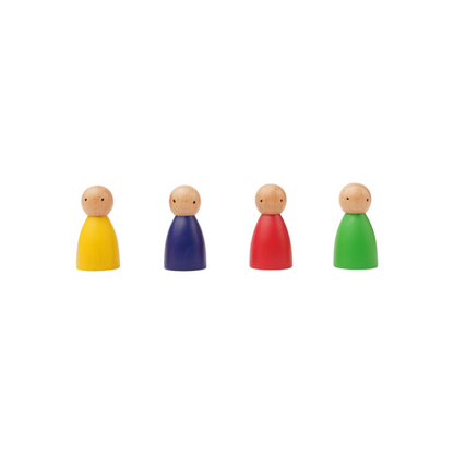 Four Colorful Wooden Peg Dolls 