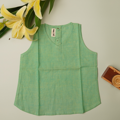 Comfortable Khadi Girls Summer Green Top