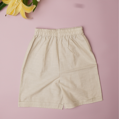 Close-up photo of boys' shorts in pure cotton Khadi
