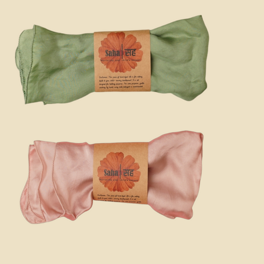 Main photo of play silk set in pastel green and pastel pink