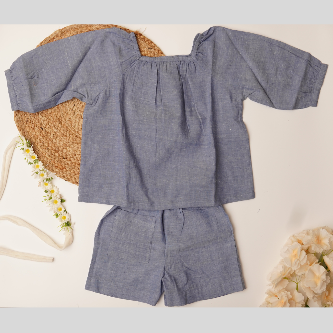 Puff Sleeve Top and Shorts for Girls