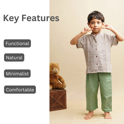Boy wearing a comfortable boys khadi clothing set designed for movement