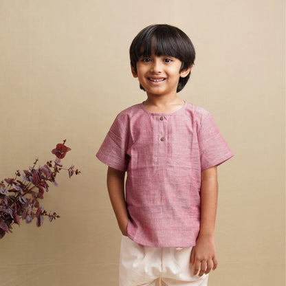 Boys short cotton kurta front view – breathable festive and everyday kidswear