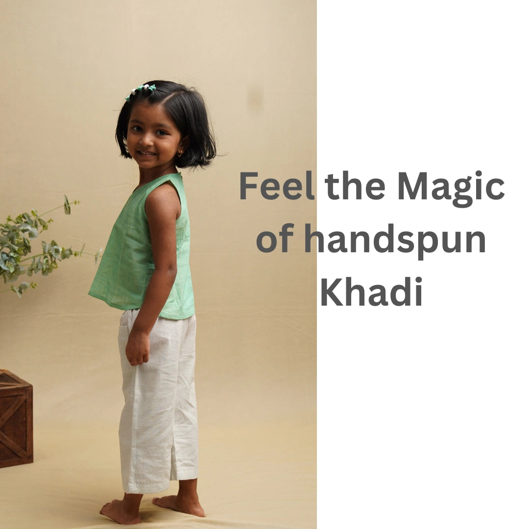 Back view of girls cotton pants – natural fabric everyday outfit for kids