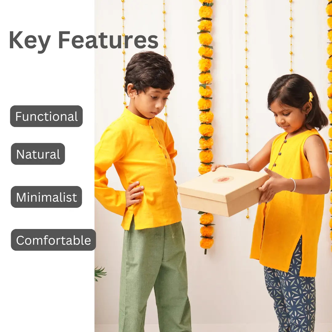 Brother sister festivewear in breathable khadi for Indian festivals