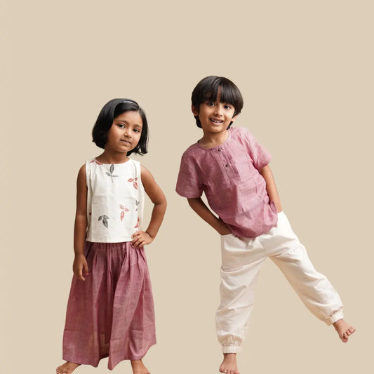 Brother Sister Sibling Sets in handcrafted khadi festive outfits