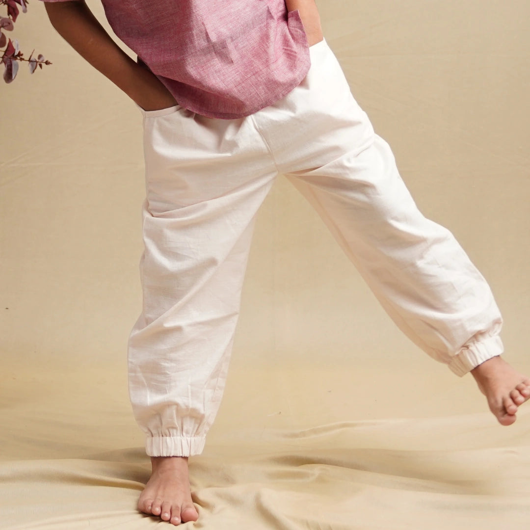 Cotton Comfort unisex joggers front view – breathable everyday pants for kids