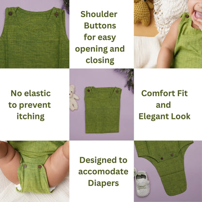 Detail on Tiny Sprout unisex baby romper – ethically made baby clothing