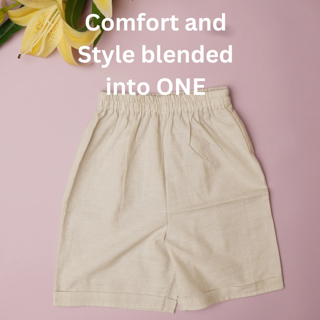 Flat lay of Earthy Elegance boys shorts set 