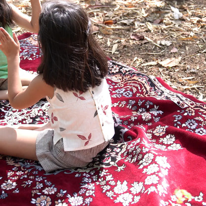 Back view of Floral Whirl pure cotton crop top for girls – natural fabric kidswear