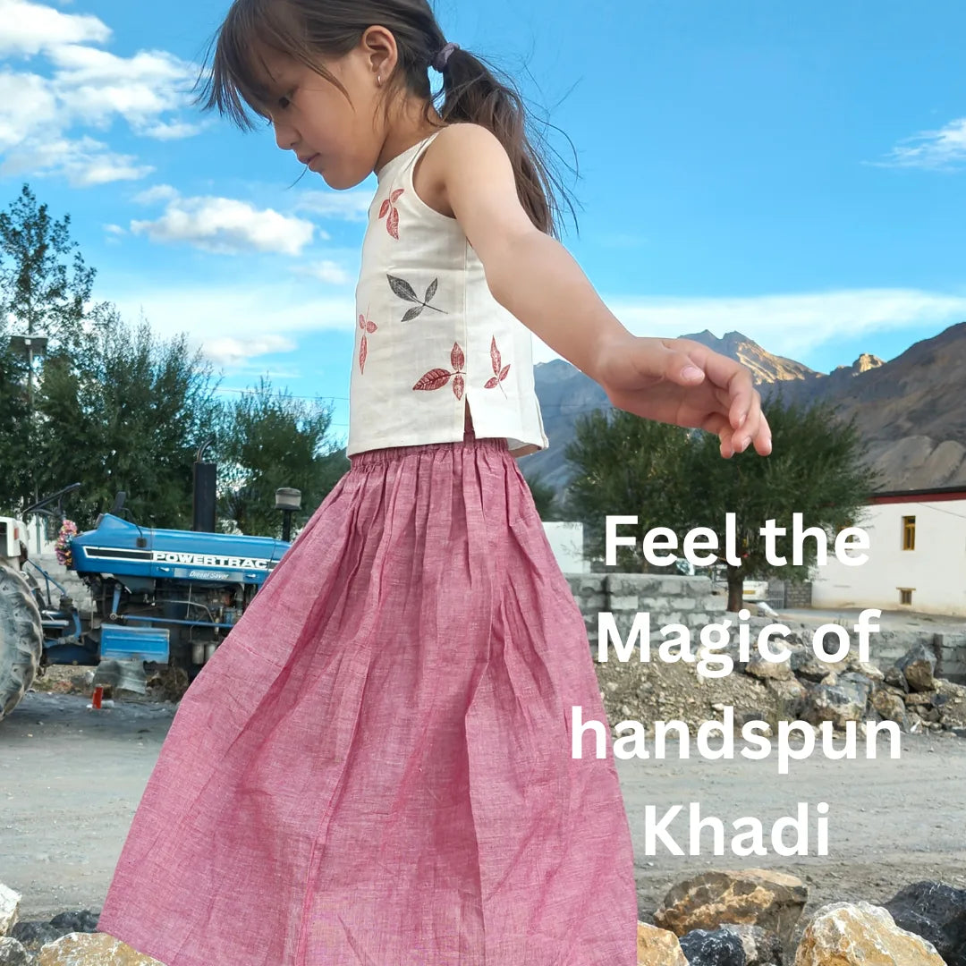 Side view of Floral Whirl pure cotton crop top for girls – comfortable casual kids clothing