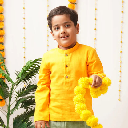 Genda Phool boys festive kurta in handwoven khadi cotton – breathable ethnic wear for kids