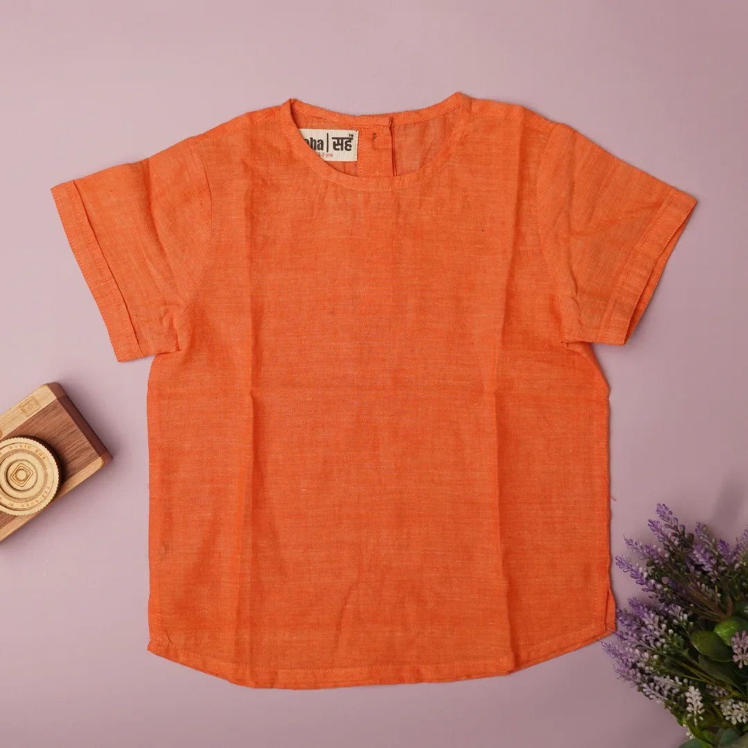 Flat lay of girls cotton kurti top – breathable everyday kids outfit