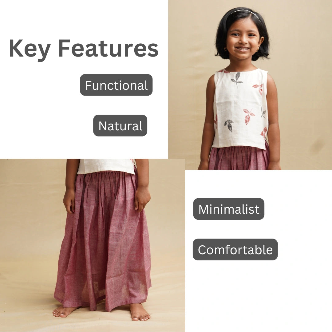 Key features of girls crop top and long skirt set – comfortable ethnic kidswear
