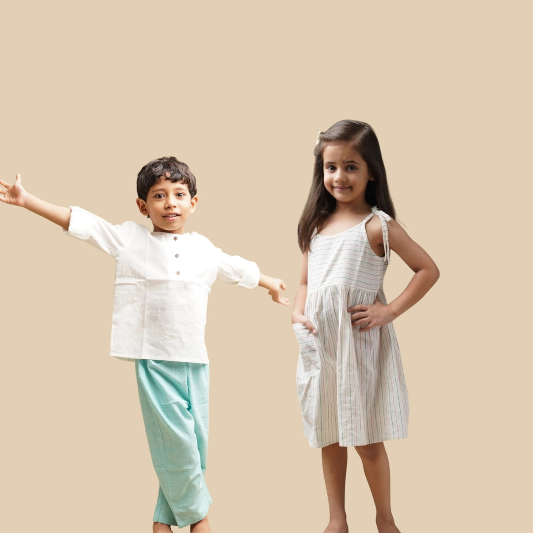 Rakshabandhan dresses for brother and sister in handcrafted khadi