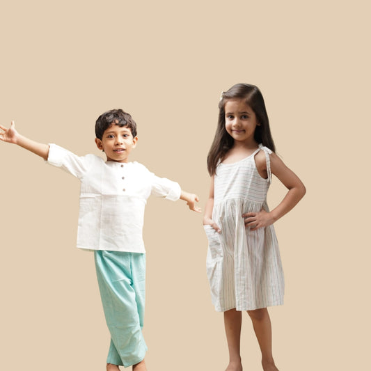 Rakshabandhan dresses for brother and sister in handcrafted khadi