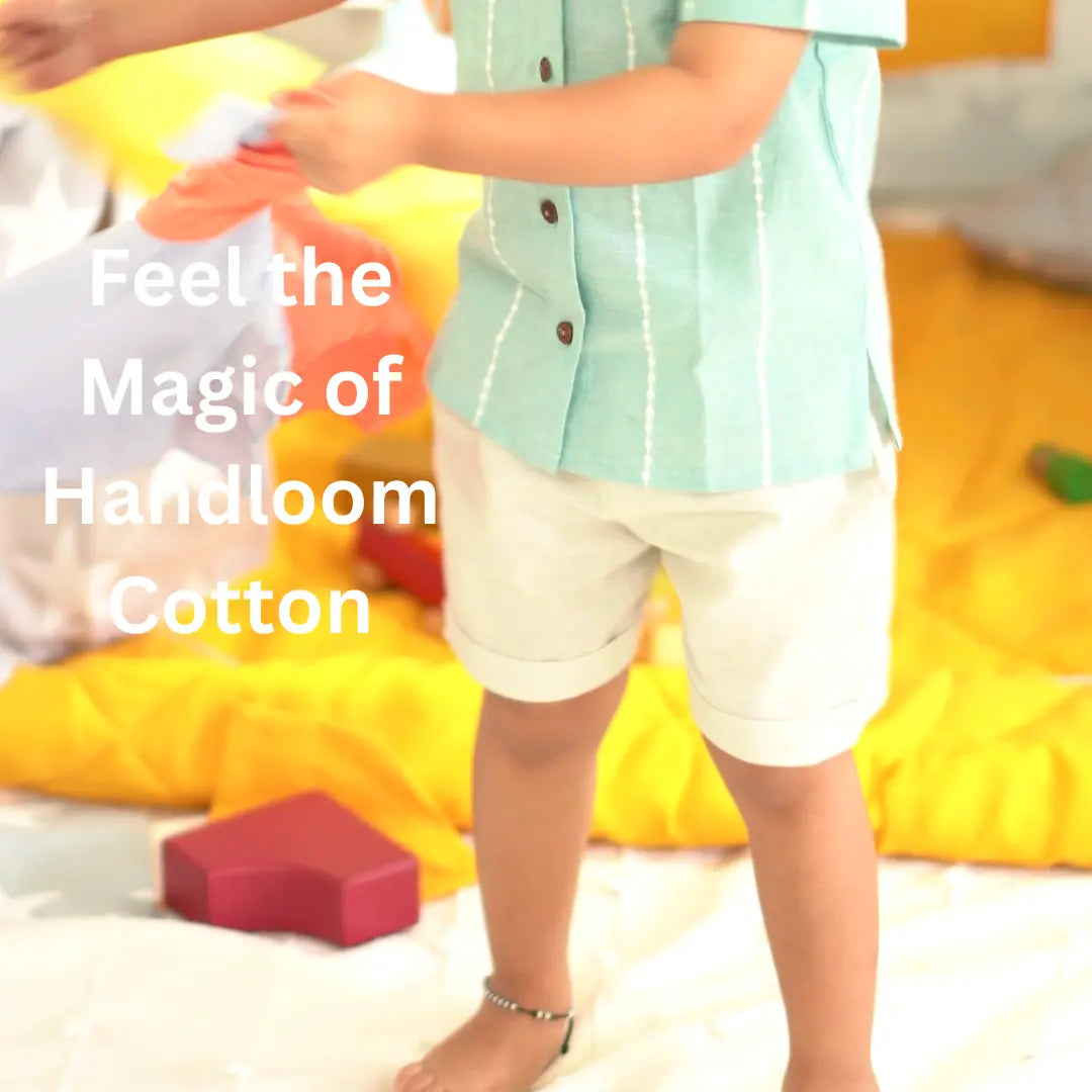 Close-up detail of handcrafted Rakshabandhan sibling outfits in premium cotton