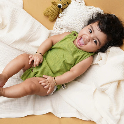 Tiny Sprout unisex baby romper in pure cotton front view – breathable everyday outfit for babies