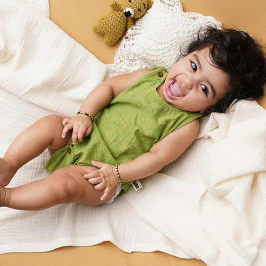 Tiny Sprout unisex baby romper in pure cotton front view – breathable everyday outfit for babies