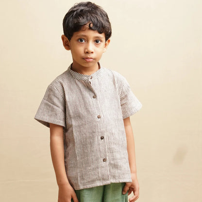 half sleeve cotton shirt for boys front view – breathable everyday kidswear