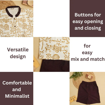 Warli khadi kurta details showing buttons, versatile design and comfortable fit