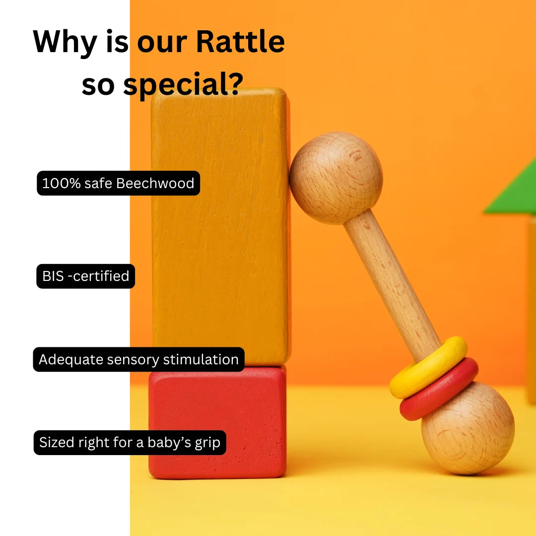 Wooden rattle for sensory play in early childhood